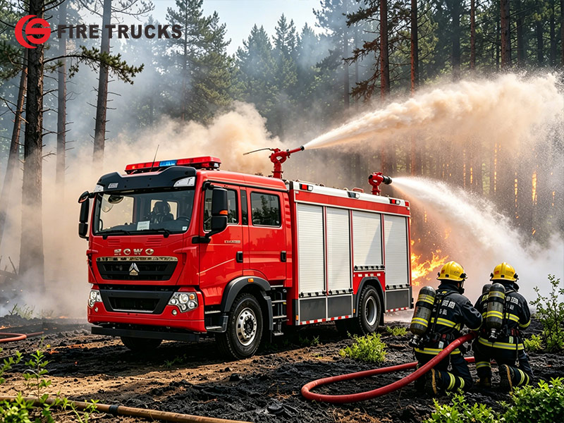 HOWO 4x2 350HP dry powder foam water fire truck Philippines Dubai  
