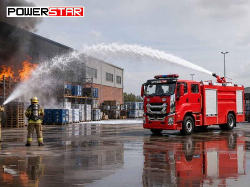 Powerstar Isuzu 4X2 8000L 240 HP Foam Water Tender for Large Warehouse Fire Suppression