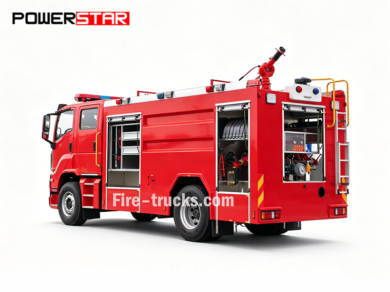 Powerstar Isuzu 8000L 4x2 Dubai 240HP foam water rescue fire truck for Petrochemical Plant Fire
