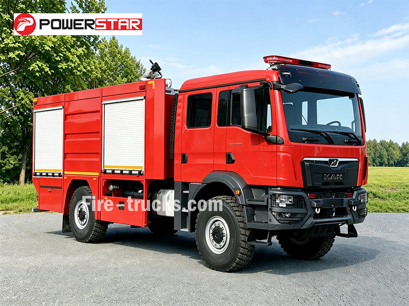 MAN TGM 4x4 Foam Fire Apparatus 5000L Water Foam with High Pressure CINAR 3000 Pump for Albania Oil Refinery Fire Fighting