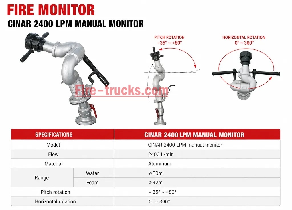 MAN TGM 4x4 Foam Fire Fighting Truck CINAR 2400 LPM fire monitor