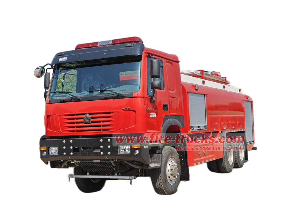 รถดับเพลิงบรรทุกน้ำ HOWO 6X6 เครื่องยนต์ 400 แรงม้า